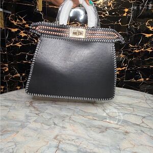 Elegant Black and Gray Women's Handbag